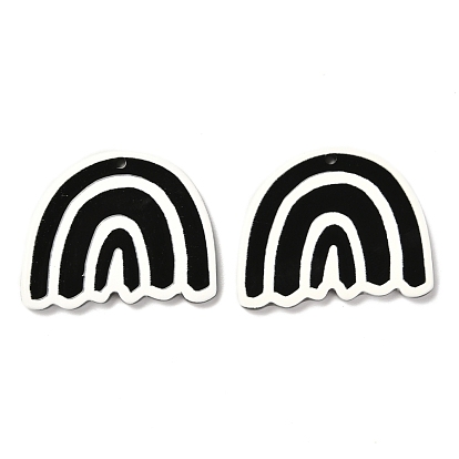 Opaque Acrylic Pendants, Black & White, Rainbow
