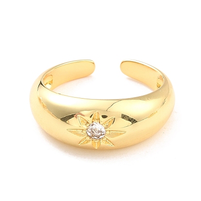 Clear Cubic Zirconia Sun Open Cuff Ring for Women, Cadmium Free & Nickel Free & Lead Free