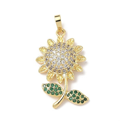 Латунные микро проложить кубического циркония подвески, цветок, без кадмия и без свинца, долговечный
