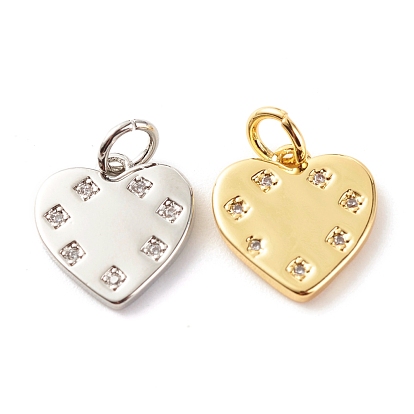 Латунные микропаве прозрачные подвески с фианитом, без кадмия и без свинца, сердце
