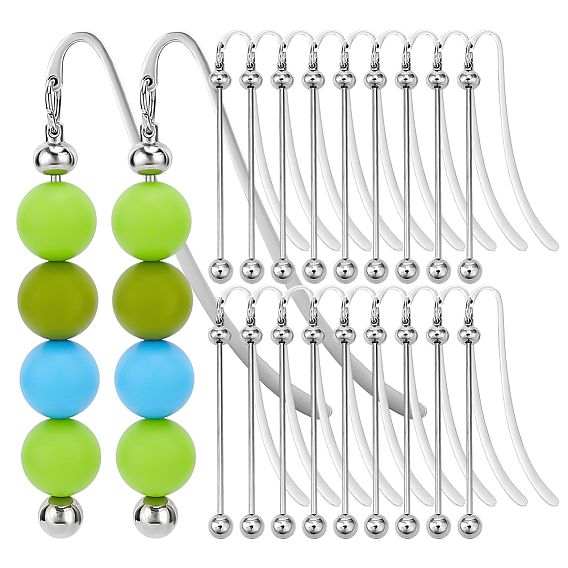 30шт. закладки-крючки из сплава, Закладка-планка из нержавеющей стали с бусинами