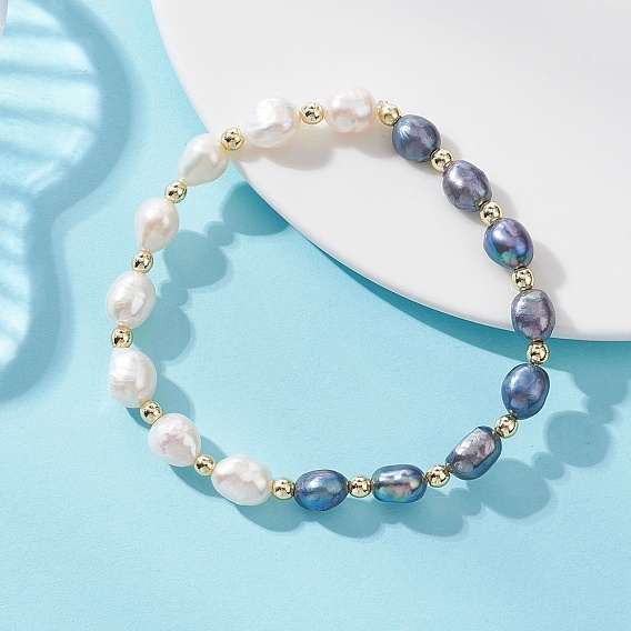 Эластичные браслеты для женщин из натурального пресноводного жемчуга и немагнитного синтетического гематита.