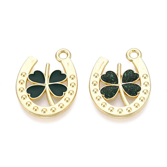 Подвески из сплава с эмалью ко Дню Святого Патрика, подвески в виде подков и клевера, золотые