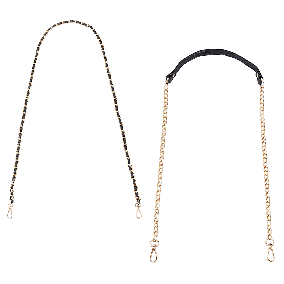 Bag Strap Chains, Iron Curb Link Chains with PU Leather, with Swivel Lobster Claw Clasps