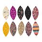 PU Leather Big Pendants, with Sequins, Horse Eye