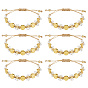 6Pcs Alloy & Glass Seed Bead Braided Bracelets, Nylon Thread Braided Bracelets for Women, Flat Round Saint Benedict & Flower