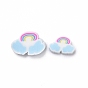 Handmade Polymer Clay Cabochons, Rainbows with Clouds