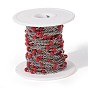 304 Stainless Steel Handmade Beaded Chains, with Glass, with Spool, Stainless Steel Color