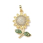 Латунные микро проложить кубического циркония подвески, цветок, без кадмия и без свинца, долговечный