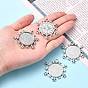 Christmas Ornaments Alloy Snowflake Pendant Cabochon Settings, Cadmium Free & Lead Free, Flat Round Tray: 25mm, 43x38x2mm, Hole: 4mm, about 155pcs/kg