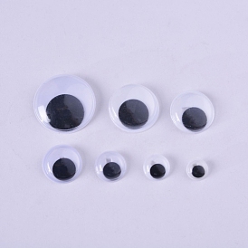 Craft Plastic Black & White Wiggle Googly Eyes Cabochons Set, with Adhesive Back, Half Round, Doll Making Supplies