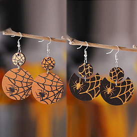 Halloween Wood Earrings, with Stainless Steel Earrings Hook, Platinum