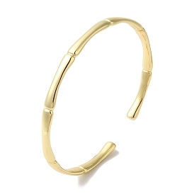 Brass Open Cuff Bangles for Women, Bamboo Joint