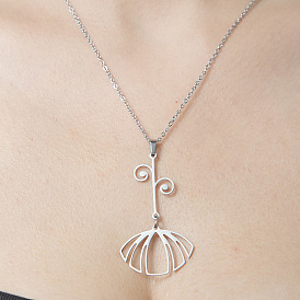 201 Stainless Steel Hollow Leaf Pendant Necklace