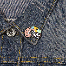 Colorful Brain-Shaped Cartoon Bag Charm with Alloy Oil Drop Badge - Versatile Gift