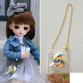Sac à sucettes de poupée en plastique, avec chaîne de sac à main en métal, Pour la décoration de poupée fille bjd