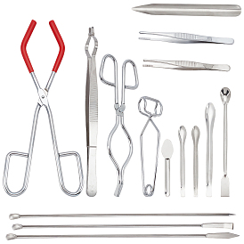 Щипцы для тигля, пинцет, микрошпатель и набор химических совков