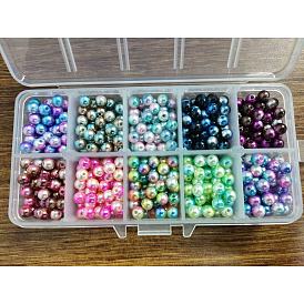 Rainbow ABS Plastic Imitation Pearl Beads, Gradient Mermaid Pearl Beads, Round