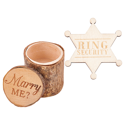 Insignia de seguridad con forma de anillo de estrella, con cajas de almacenamiento de madera, cajas de joyas