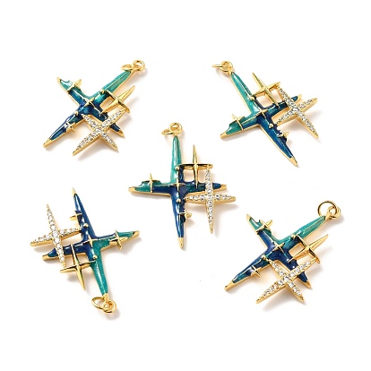 Стойка металлическая латунная микропрофилированная кубическая циркония подвески, без кадмия, без свинца и без никеля, с эмалью и кольцом для прыжков, крестик