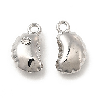 Rack Plating Alloy Rhinestone Charms, Cadmium Free & Lead Free, Bean