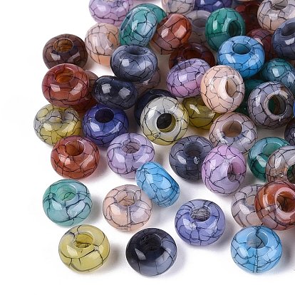 Имитация желеобразного кракелюра, акриловые европейские бусины, рондель, большое отверстие шарик