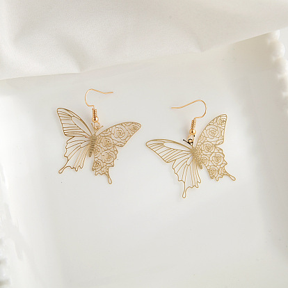 Полые латунные серьги-подвески в форме бабочки