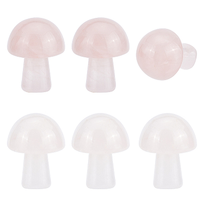 6pcs pierre de guasha en quartz rose naturel, outil de massage de grattage gua sha, pour un massage de méditation relaxant au spa, non teint, en forme de champignon