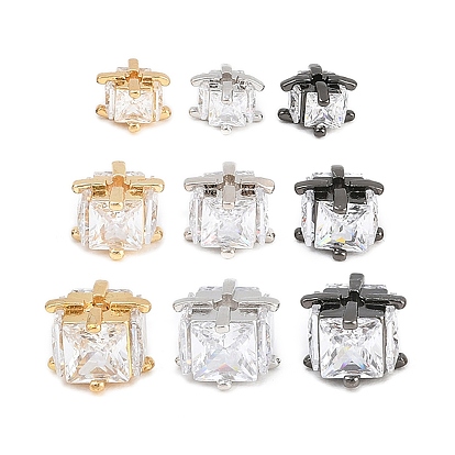 Латунные прозрачные бусины из кубического циркония, кубические, долговечный, стойки покрытие, без свинца и без кадмия