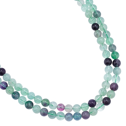 Natural Rainbow Fluorite Bead Strands, Round