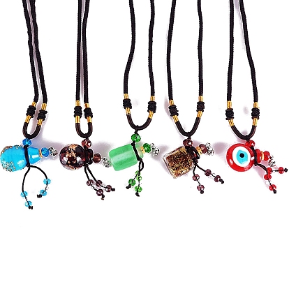 Стеклянный флакон духов с подвеской на шею, регулируемое колье из плетеного шнура, ожерелье-свитер для женщин