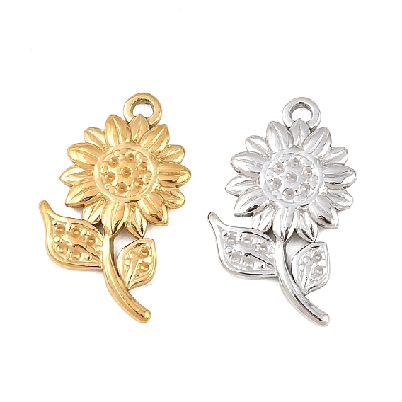 304 подвески из нержавеющей стали, подвеска в виде подсолнуха с листом