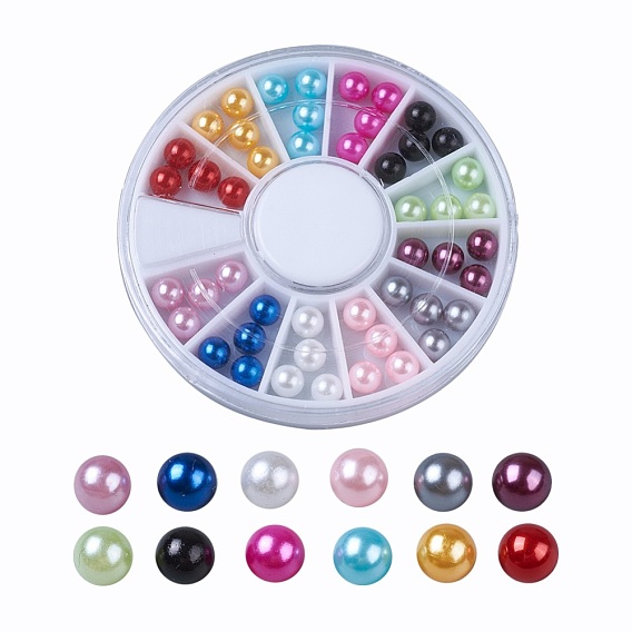 Imitation Pearl Acrylic Beads, No Hole, Round, For Nail Art Decoration