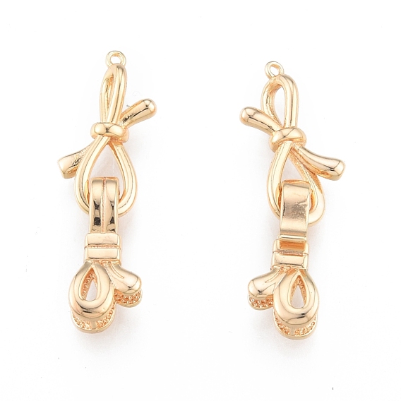 Brass Fold Over Clasps, Cadmium Free & Nickel Free & Lead Free, Bowknot