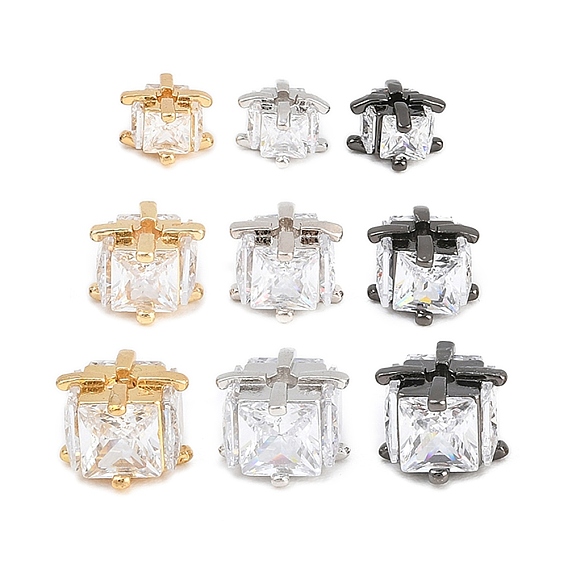 Латунные прозрачные бусины из кубического циркония, кубические, долговечный, стойки покрытие, без свинца и без кадмия