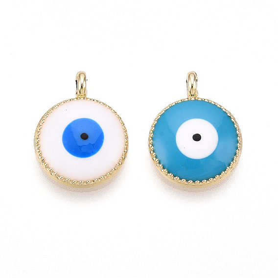 Подвески из эмали и сплава, без кадмия и без свинца, золотой свет, плоский круглый с оберегом от сглаза