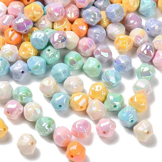 УФ покрыты непрозрачными акриловыми бусами, радужный, двухконусные, граненые