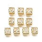 Brass Micro Pave Clear Cubic Zirconia Beads, Oval with Number