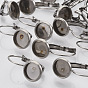 304 Stainless Steel Leverback Earring Findings, Earring Settings, Flat Round