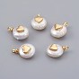 Natural Cultured Freshwater Pearl Pendants, with Brass Findings, Long-Lasting Plated, Heart
