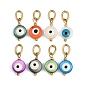 Окрашенные натуральные ракушки эмалевые талисманы от сглаза, с ионным покрытием (IP) 304 соединительные кольца из нержавеющей стали, разноцветные