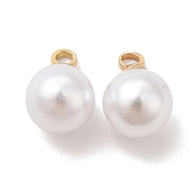 Plastic Imitation Pearl Charms, with Brass Finding, Cadmium Free & Lead Free, Round Charm