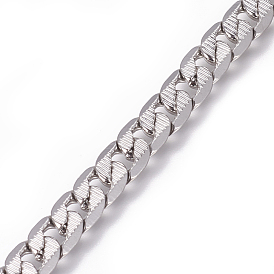 304 Stainless Steel Cuban Link Chains, Chunky Curb Chains, Twisted Chains, Unwelded, Textured