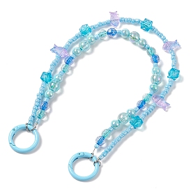 Sangles mobiles en perles de poisson acryliques, chaîne multifonctionnelle, avec anneau à ressort en alliage et perles de verre