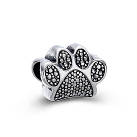 Zinc Alloy European Beads, Large Hole Beads, Dog Paw Prints