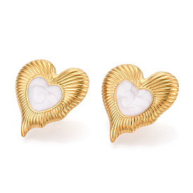 Сердце 304 серьги-гвоздики из нержавеющей стали с эмалью, ионное покрытие (ip)