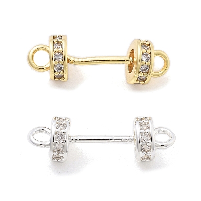 Шармы-соединители из латуни с микропаве из прозрачного кубического циркония, без кадмия, без никеля и без свинца, плоские круглые ссылки