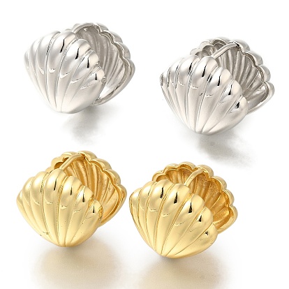 Серьги-кольца из латуни в форме ракушки с покрытием стойки, долговечный, без свинца и без кадмия
