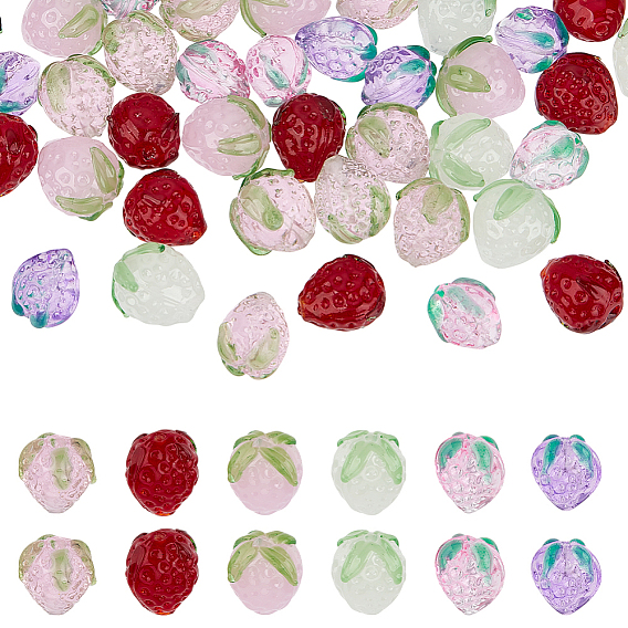 44шт 6 стиль стеклянные бусины, клубника