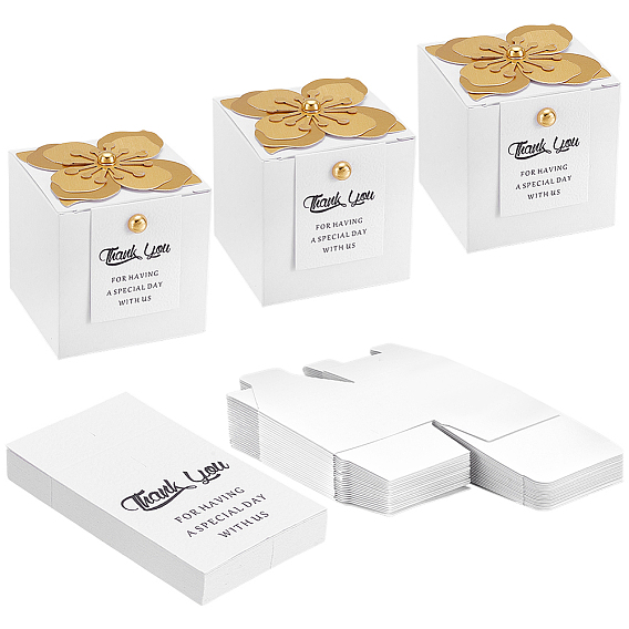 Картонные коробки для упаковки конфет, квадрат с цветами и открытками